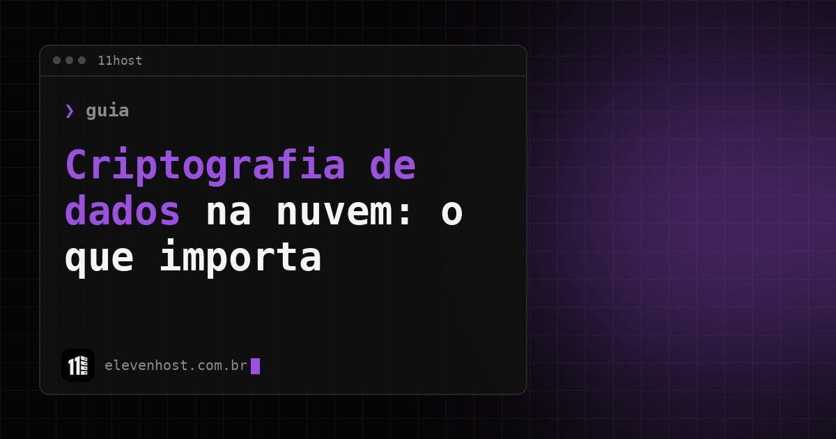 Capa: criptografia de dados na nuvem, em janela de terminal da 11Host