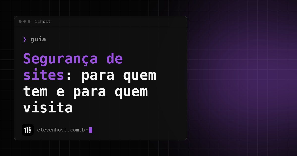 Arte da 11Host: janela de terminal com o título sobre segurança de sites