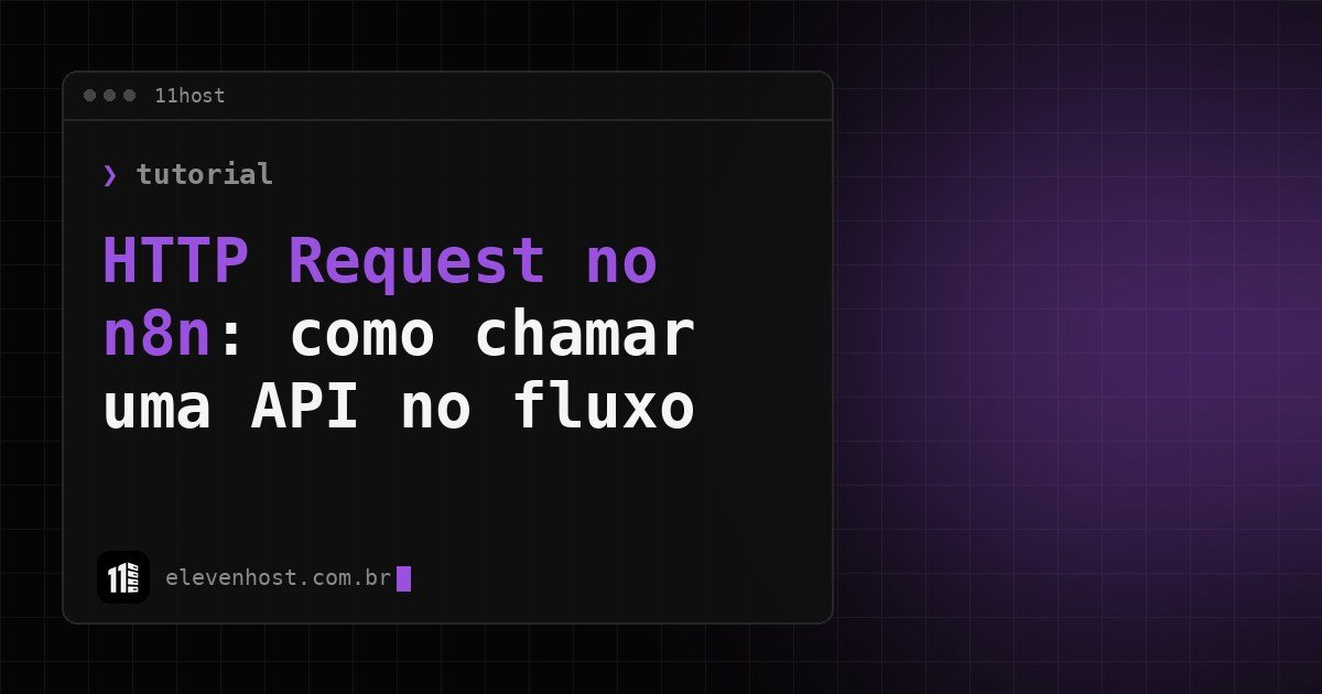 Arte da Eleven Host: janela de terminal com o título: HTTP Request no n8n: como chamar uma API no fluxo