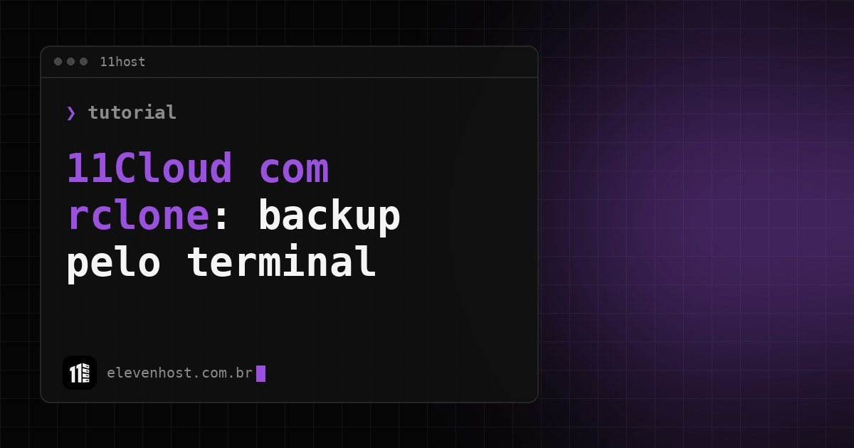 Capa: 11Cloud com rclone, backup pelo terminal, em janela de terminal da Eleven Host