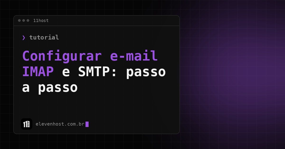 Capa da Eleven Host com o título Configurar e-mail IMAP e SMTP em janela de terminal