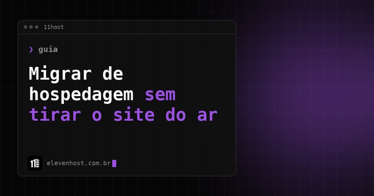 Capa: migrar de hospedagem sem tirar o site do ar, em janela de terminal da Eleven Host