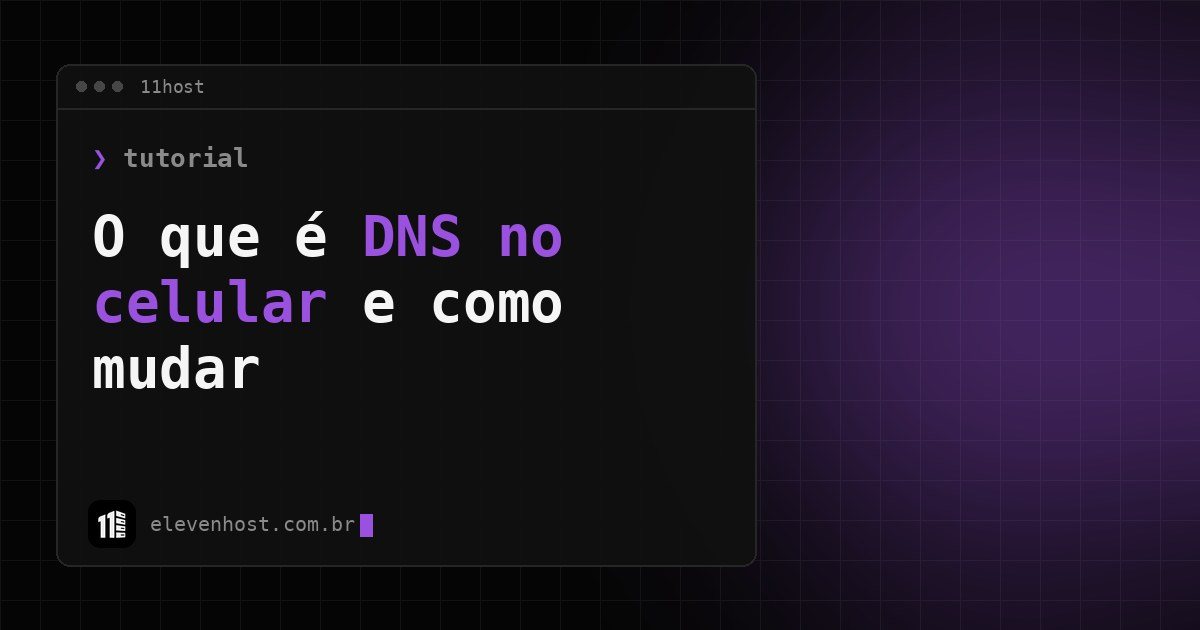 Capa da Eleven Host com o título O que é DNS no celular em janela de terminal