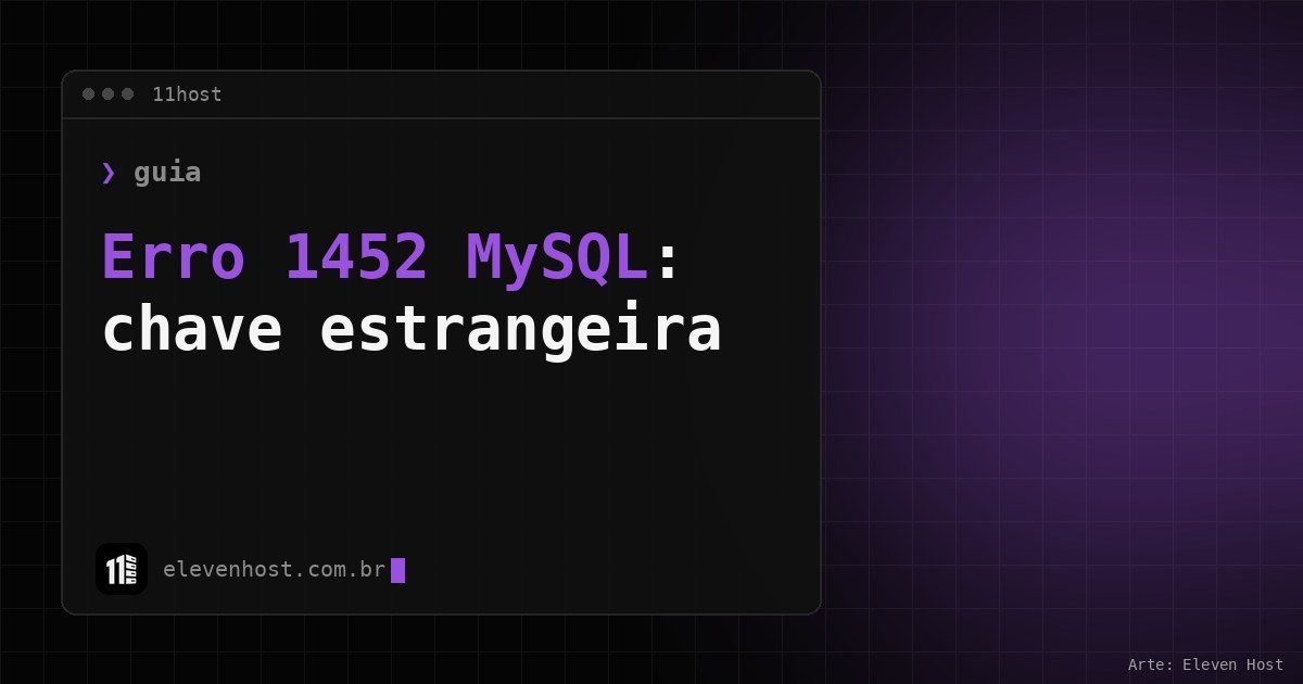 Arte da Eleven Host: janela de terminal com o título: Erro 1452 MySQL: foreign key constraint, como resolver
