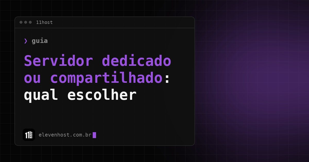 Janela de terminal da 11Host com o título Servidor dedicado ou compartilhado: qual escolher
