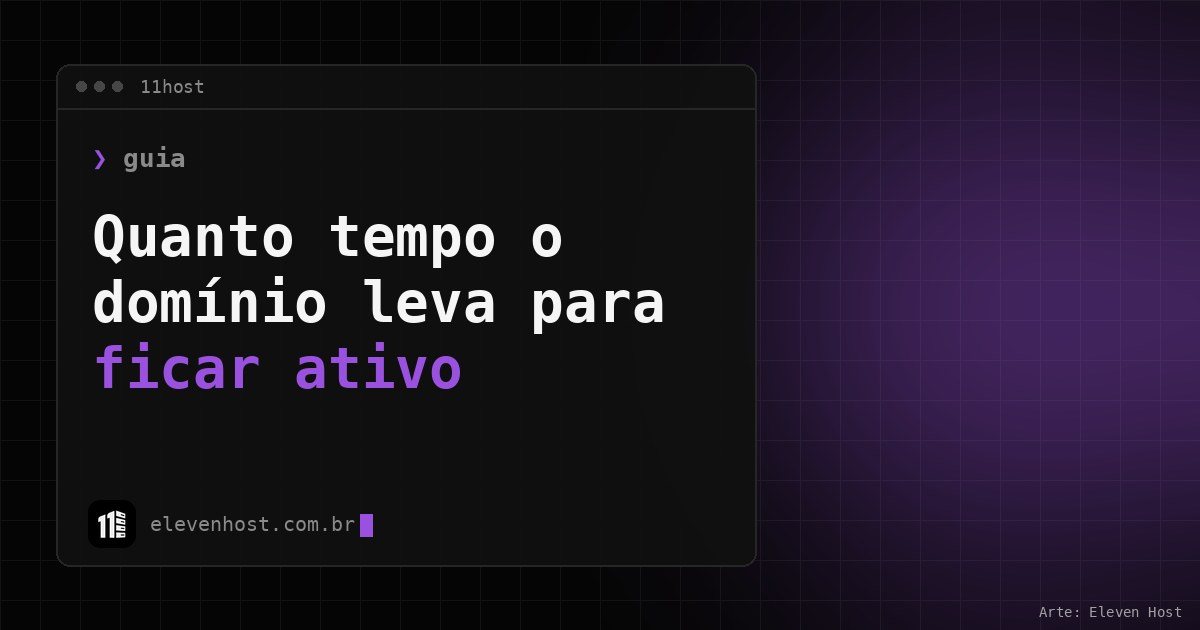 Janela de terminal da 11Host sobre fundo escuro com brilho roxo, com o título da matéria