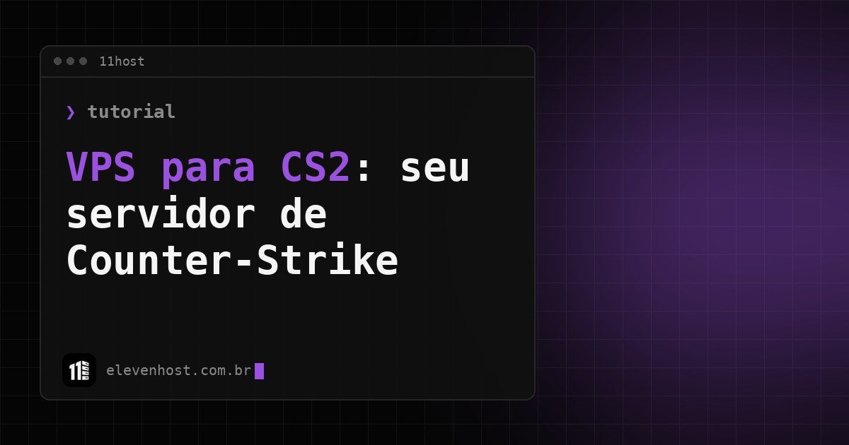Capa: VPS para CS2, servidor de Counter-Strike, janela de terminal da 11Host