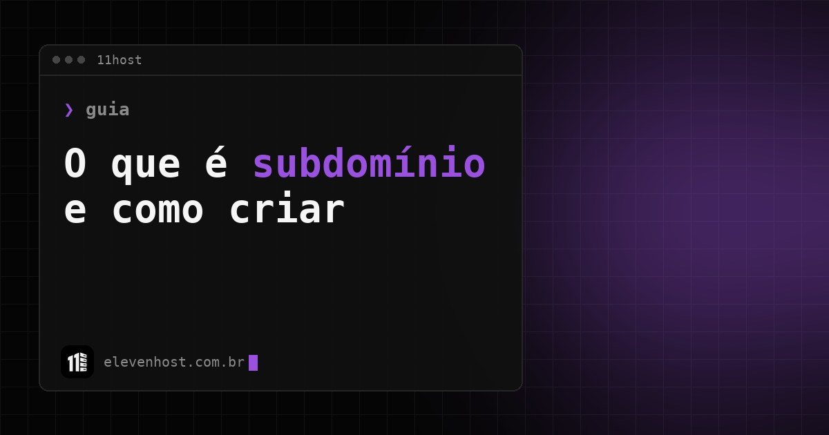 Arte da Eleven Host com o título O que é subdomínio e como criar