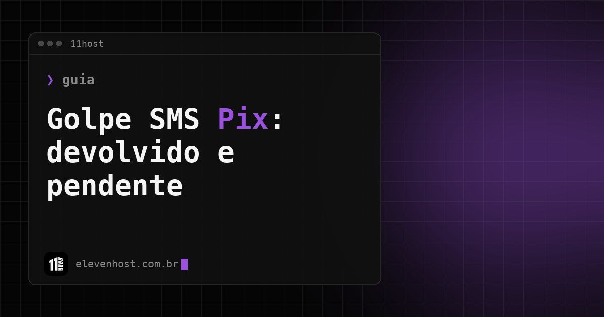 Arte em fundo escuro com o texto Golpe SMS Pix, com Pix destacado em roxo