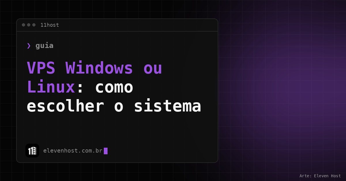 Capa: VPS Windows ou Linux, janela de terminal da Eleven Host