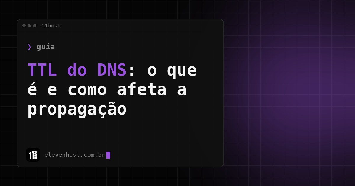 Arte da Eleven Host: janela de terminal com o título: TTL do DNS: o que é e como ele afeta a propagação