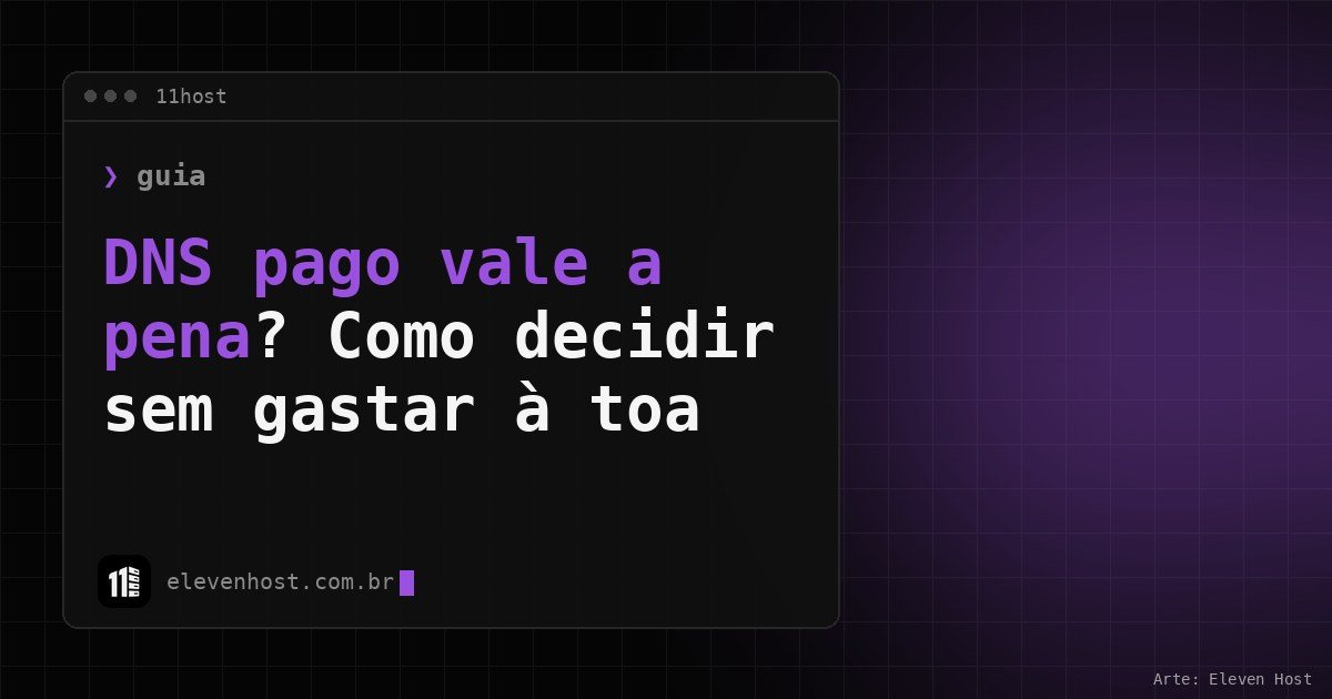 Capa da Eleven Host com o título DNS pago vale a pena em uma janela de terminal