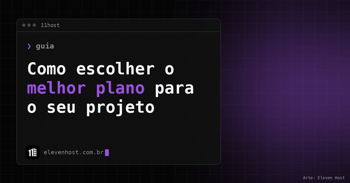 Janela de terminal da 11Host sobre fundo escuro com brilho roxo, com o título da matéria