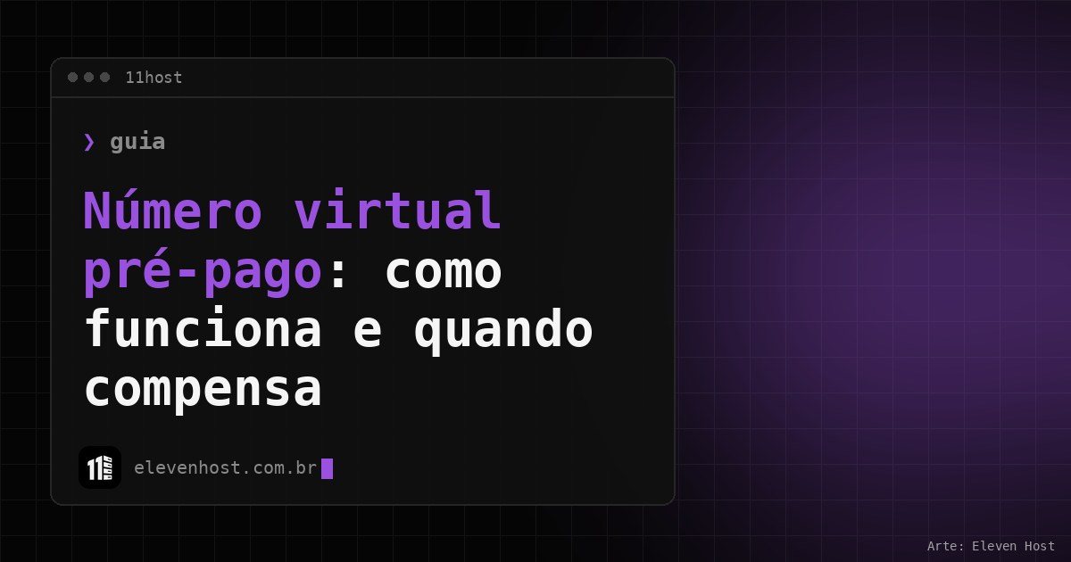 Arte da Eleven Host: janela de terminal com o título: Número virtual pré-pago: como funciona e quando compensa