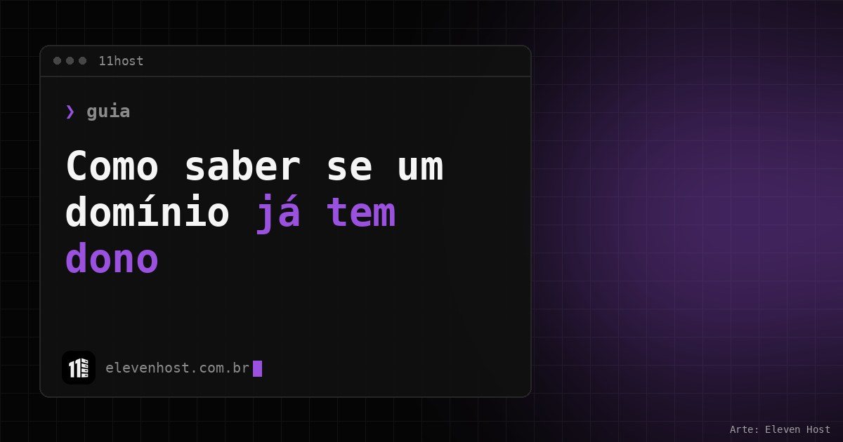 Janela de terminal da 11Host sobre fundo escuro com brilho roxo, com o título da matéria