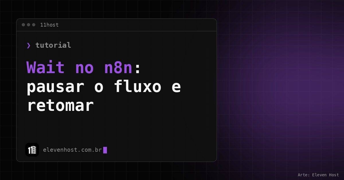 Arte da Eleven Host: janela de terminal com o título sobre Wait no n8n