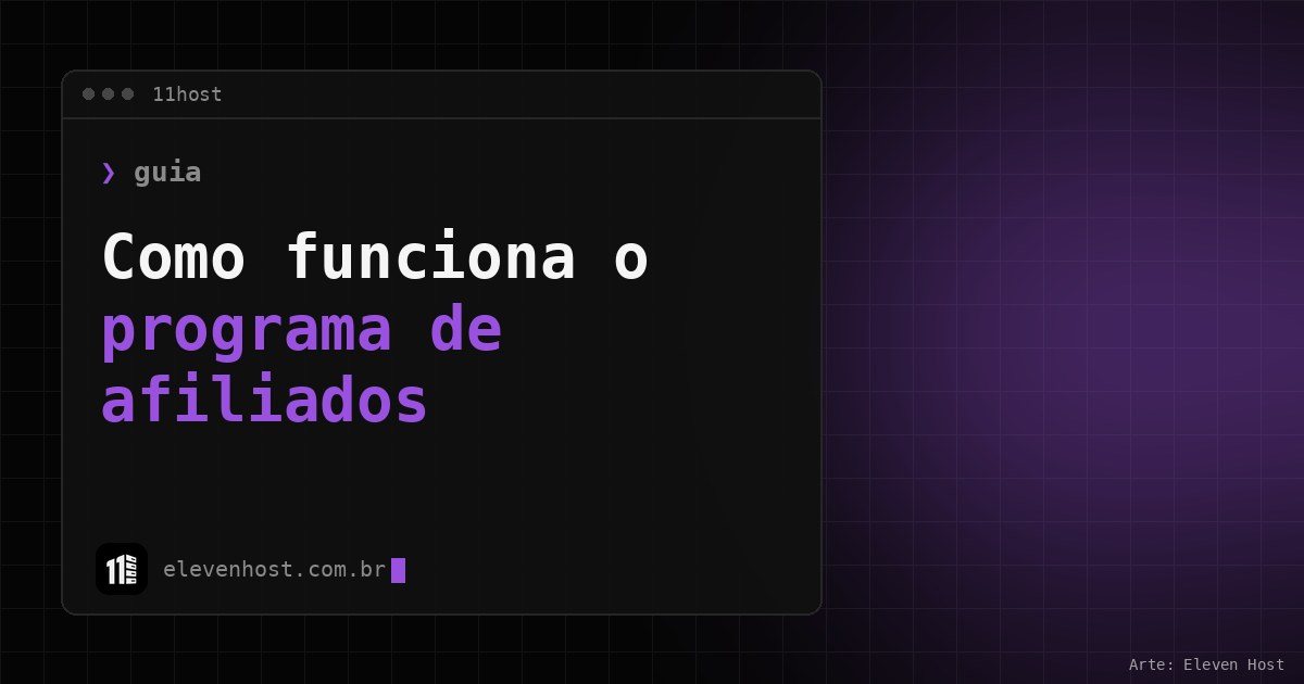 Janela de terminal da 11Host com o título Como funciona o programa de afiliados
