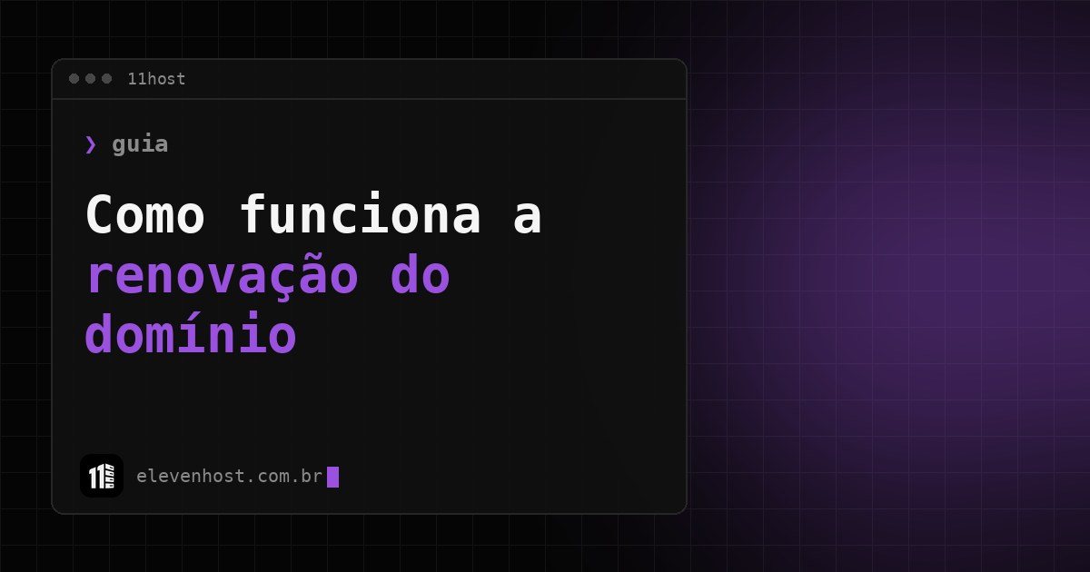 Capa: renovação do domínio, em janela de terminal da 11Host