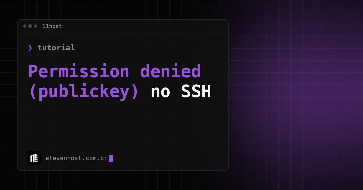Arte da Eleven Host: janela de terminal com o título sobre Permission denied (publickey)