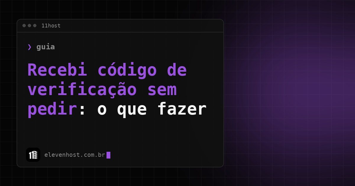 Janela de terminal da 11Host com o título Recebi código de verificação sem pedir: o que fazer
