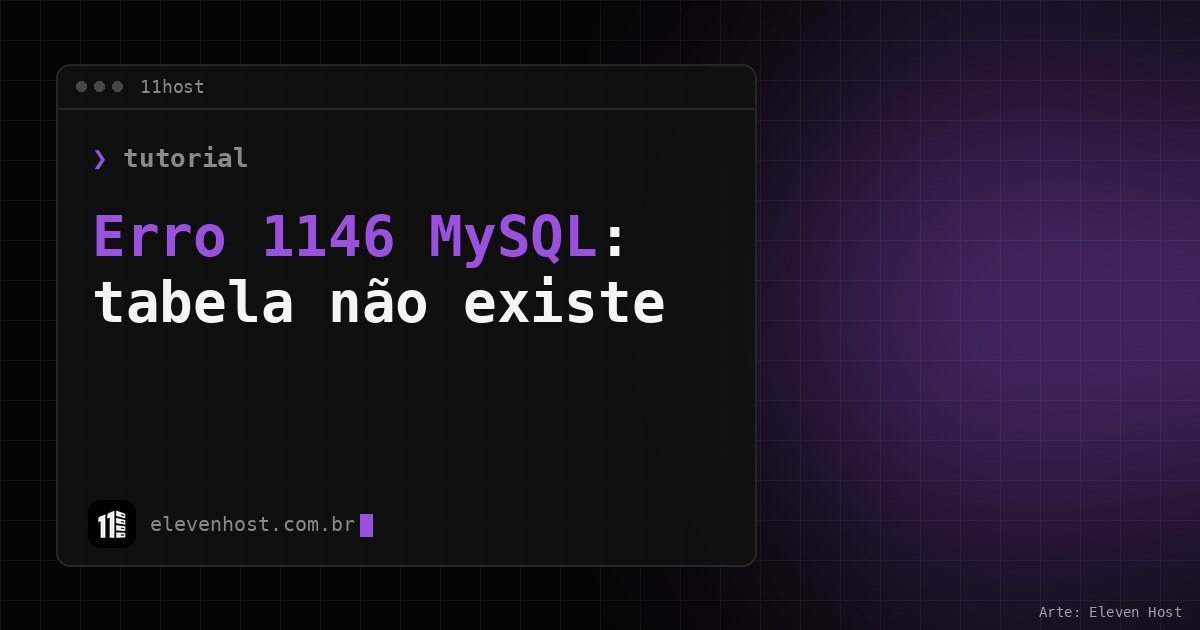 Arte da Eleven Host: janela de terminal com o título sobre Erro 1146 MySQL