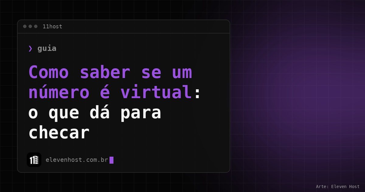 Arte da Eleven Host: janela de terminal com o título: Como saber se um número é virtual: o que dá para checar