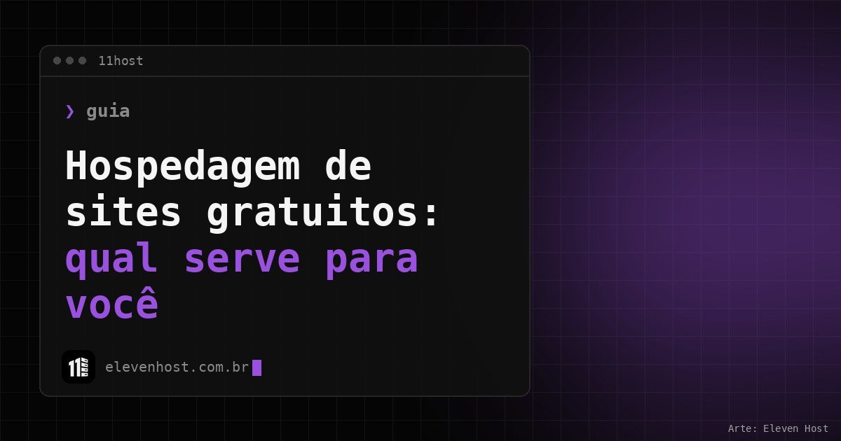 Capa da Eleven Host: janela de terminal com o título hospedagem de sites gratuitos