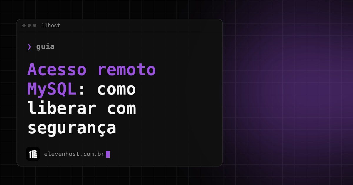 Arte da Eleven Host: janela de terminal com o título: Acesso remoto MySQL: como liberar com segurança