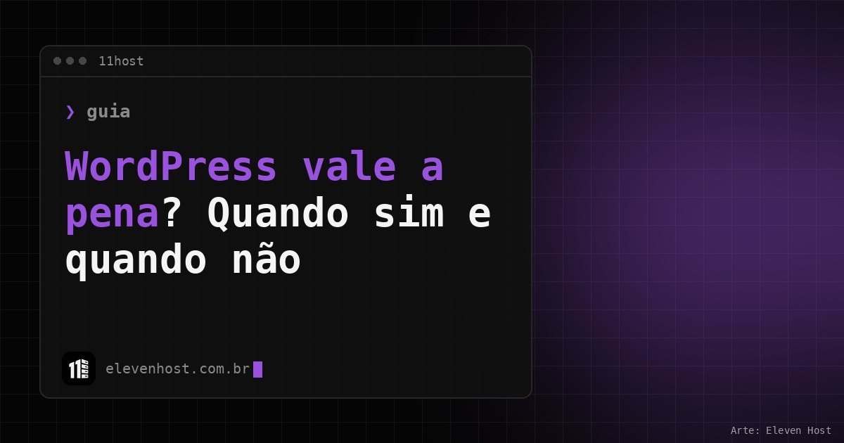 Capa em preto e roxo com o título WordPress vale a pena em uma janela de terminal