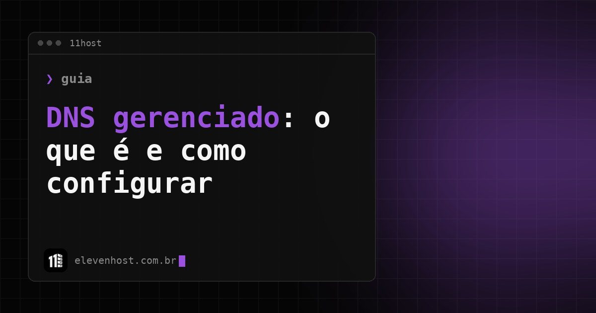 Capa: DNS gerenciado, o que é e como configurar, em janela de terminal da Eleven Host