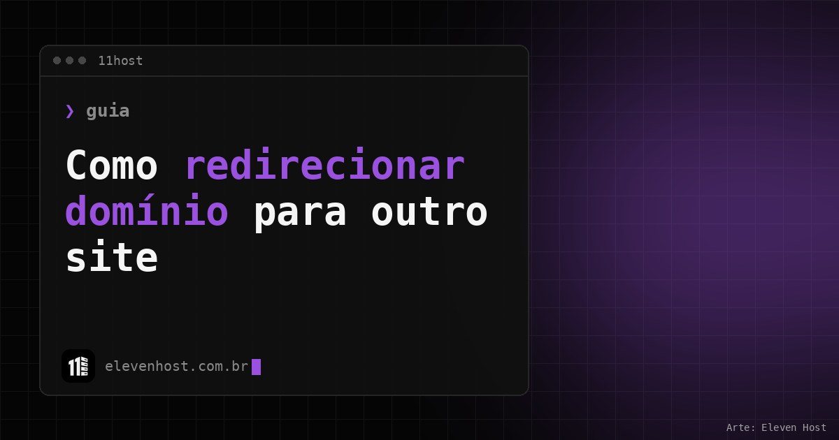 Arte da Eleven Host: janela de terminal com o título: Redirecionar domínio para outro site: como fazer
