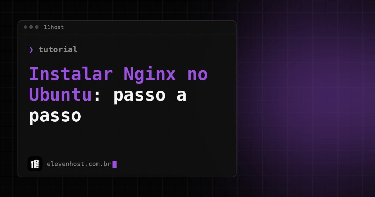Arte da Eleven Host: janela de terminal com o título: Instalar Nginx no Ubuntu: passo a passo na VPS