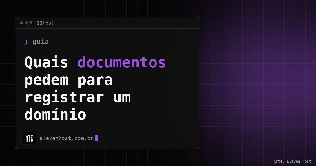Janela de terminal da 11Host sobre fundo escuro com brilho roxo, com o título da matéria