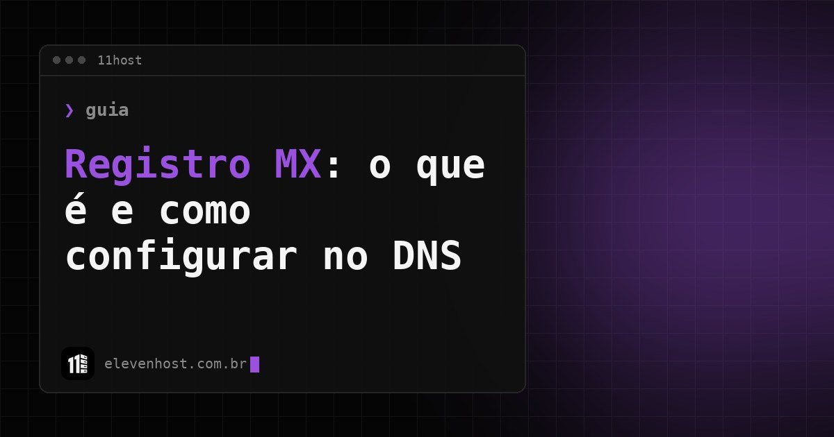 Arte da Eleven Host: janela de terminal com o título: Registro MX: o que é e como configurar no DNS