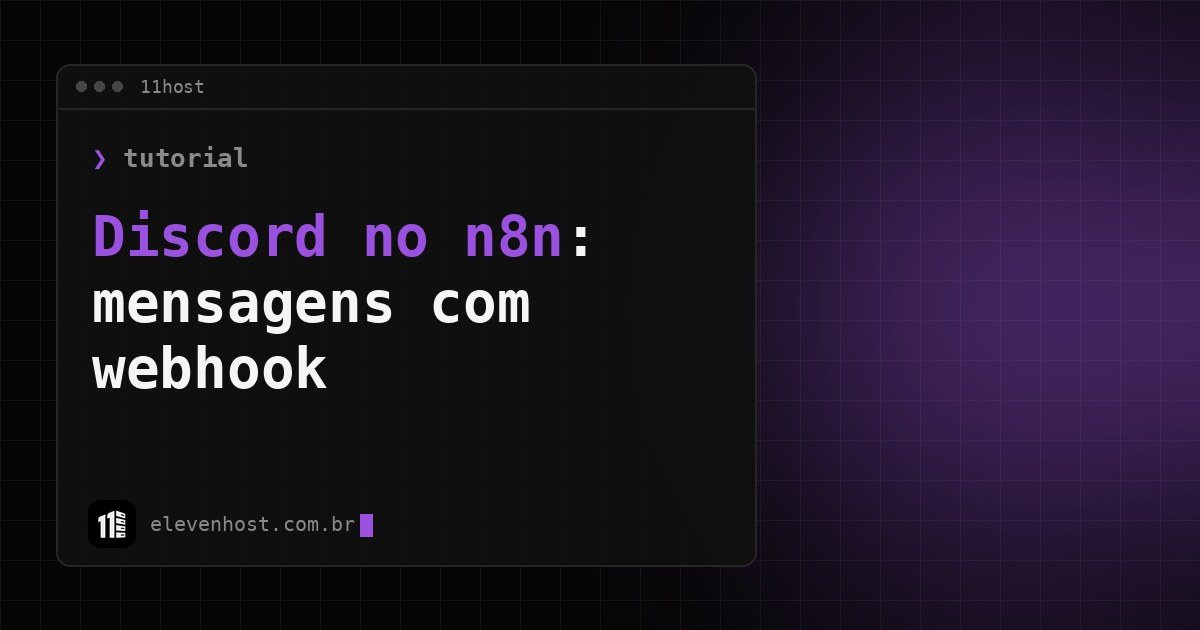 Arte da Eleven Host: janela de terminal com o título sobre Discord no n8n